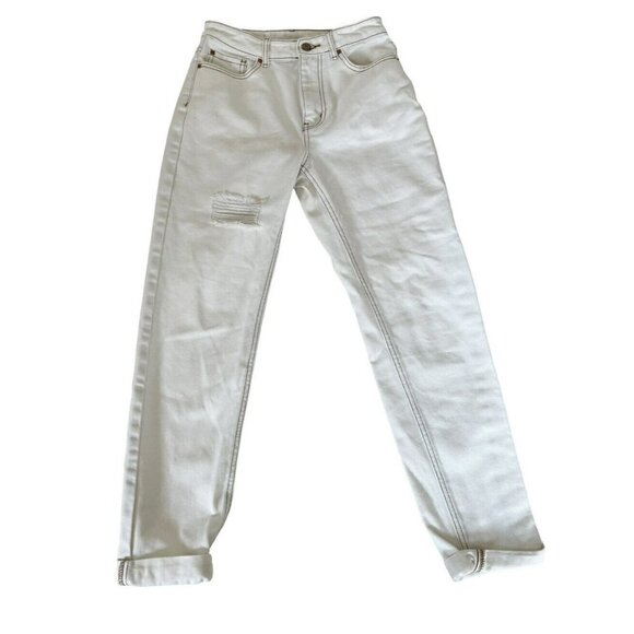 Urban Outfitters BDG High-Rise Mom Jeans in Ecru Distressed Women's Sz 26 - Picture 2 of 12